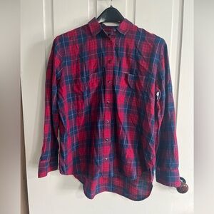 Madewell Plaid Button Down Shirt in Red and Blue